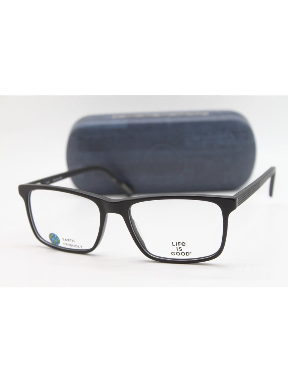 NEW LIFE IS GOOD TREVOR MATTE BLACK (MBK) AUTHENTIC EYEGLASSES W/CASE 55-17